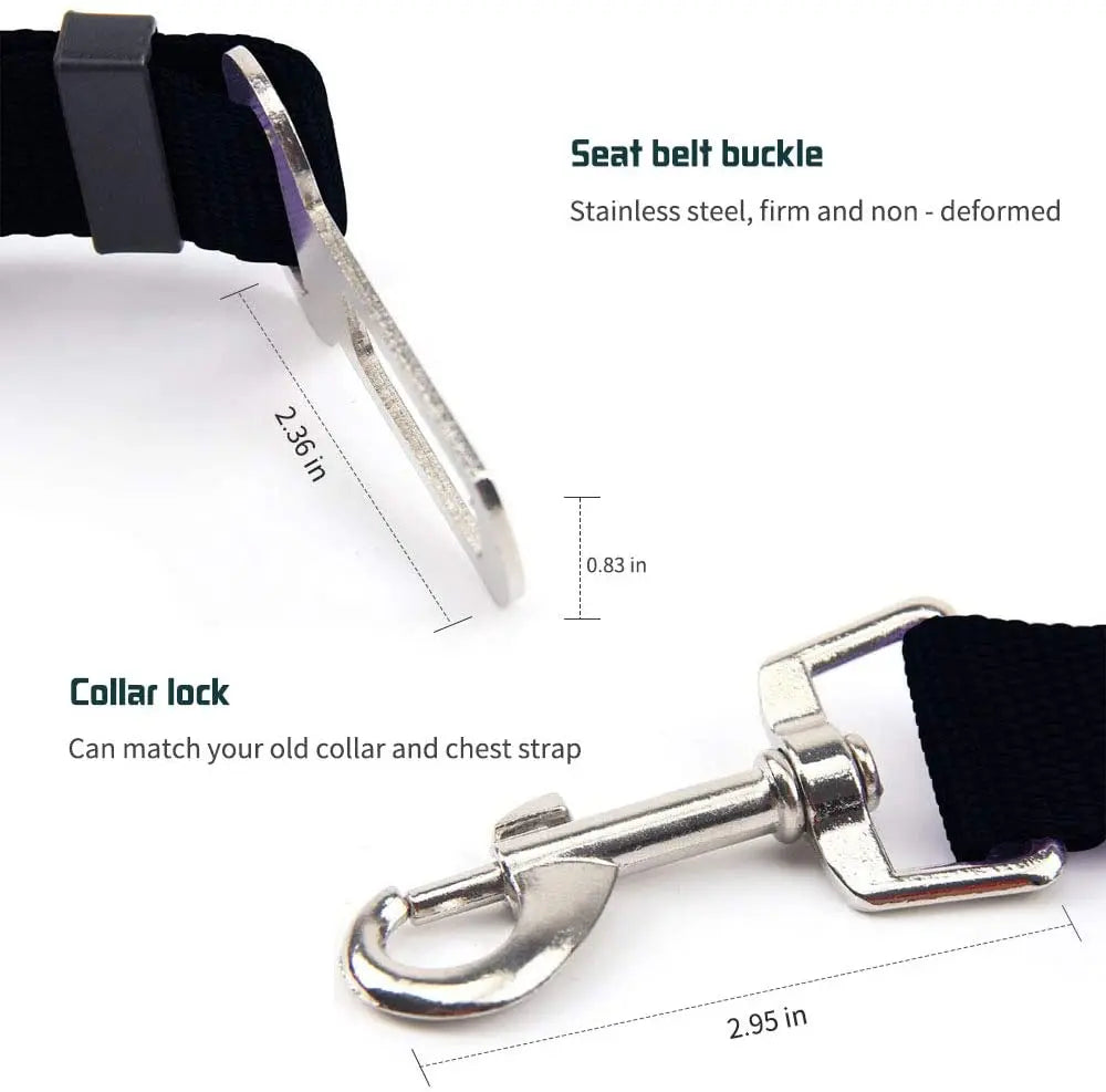 Pet Safety Seat Belt – Adjustable Car Harness for Dogs & Cats