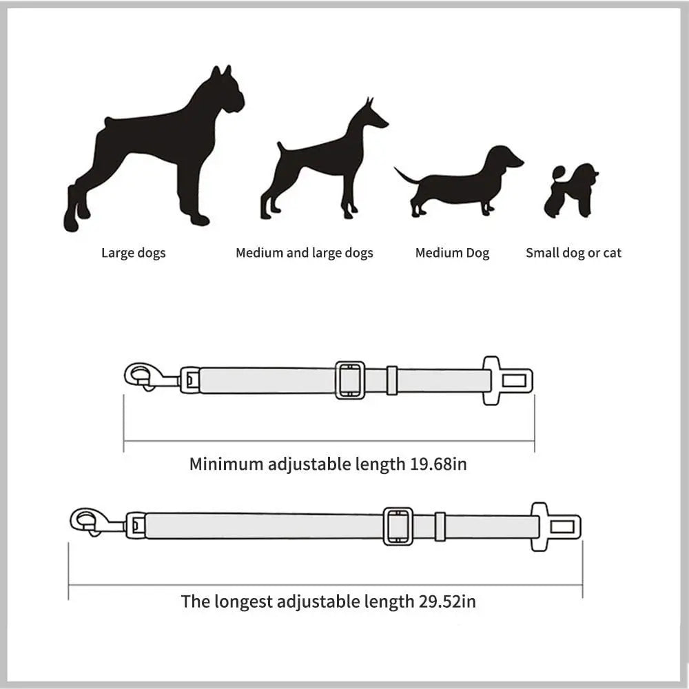 Pet Safety Seat Belt – Adjustable Car Harness for Dogs & Cats